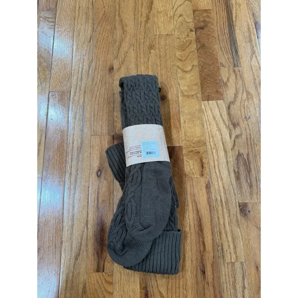 MUK LUKS Women’s Over the Knee Cable Knit Boot Socks Brown One Size